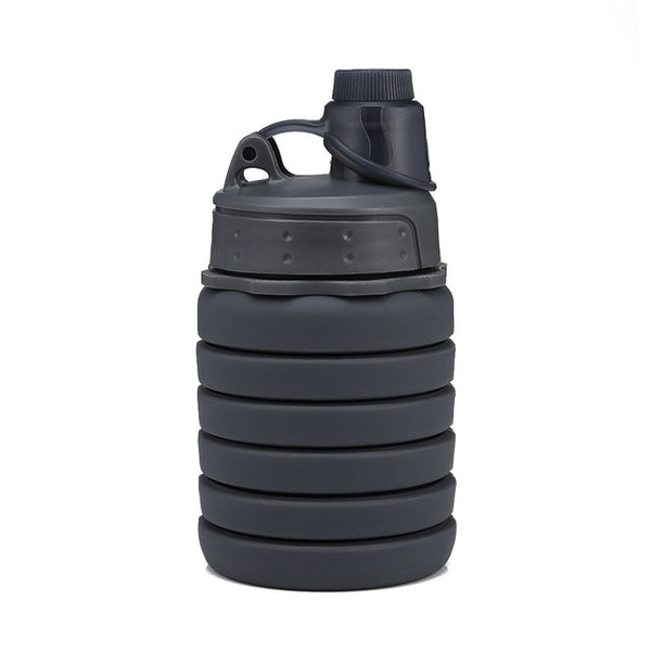 black compact reusable hiking bottle with clip