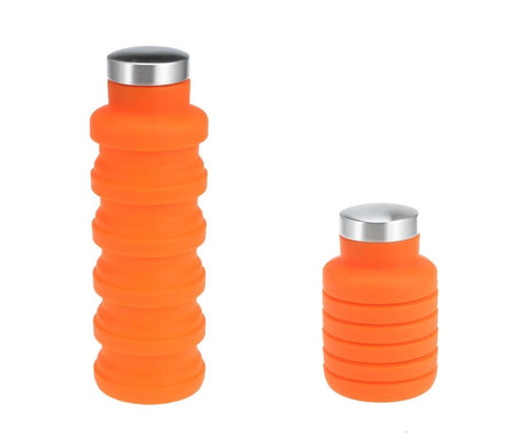 orange squishy bpa free bottle with stainless steel cap