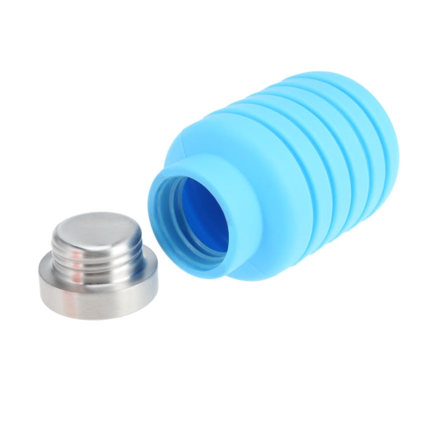 compacted blue squishy sports bottle open shot