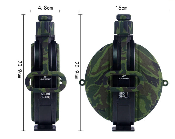 military camo army style bpa free practical silicone squishy canteen 