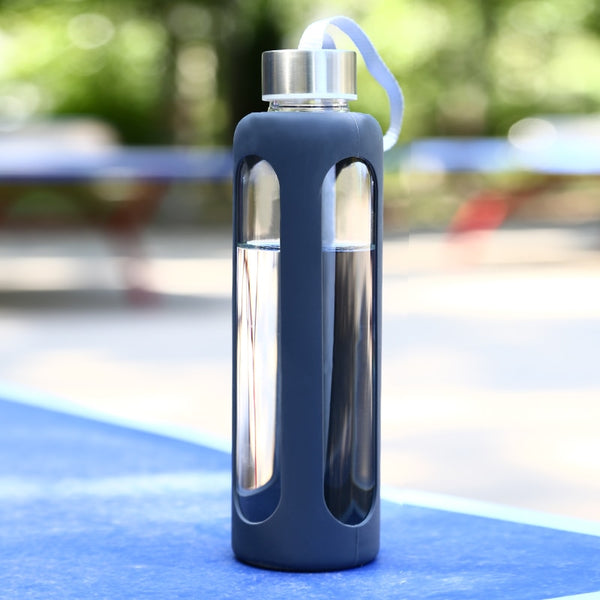 bpafree glass sport bottle with sleek soft covering