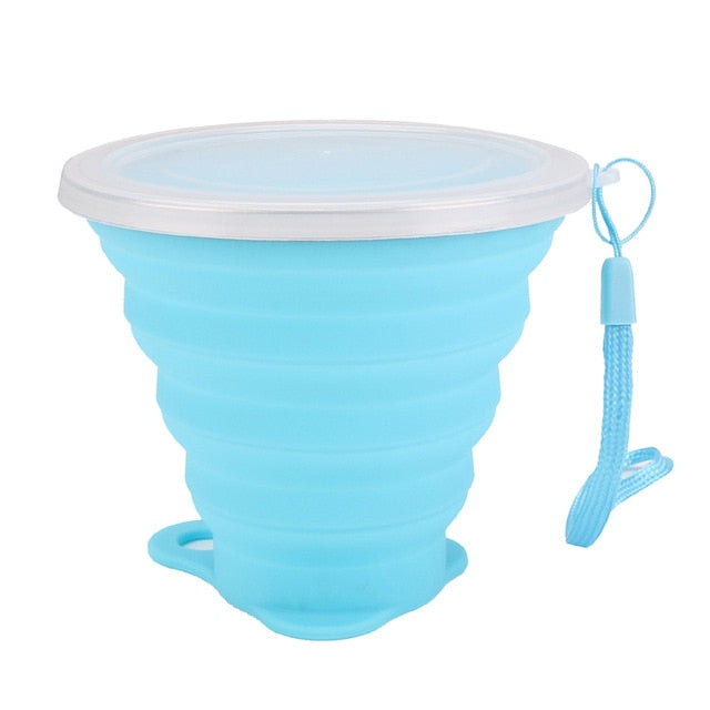 light blue compacted squishy cup, soft silicone cups